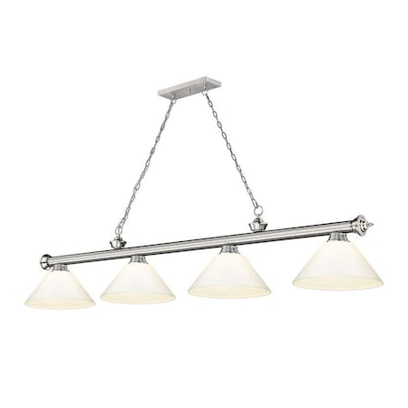 Z-Lite Cordon 4 Light Billiard, Brushed Nickel & White 2306-4BN-PWH